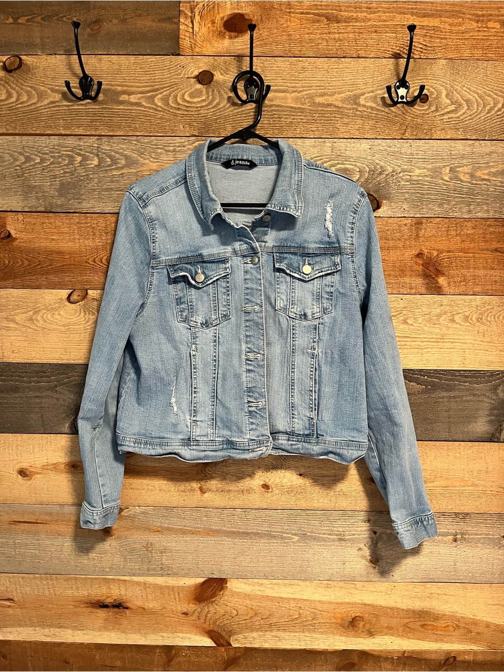 d. jeans Faded Light Blue Distressed Denim Jacket - Picture 2 of 5